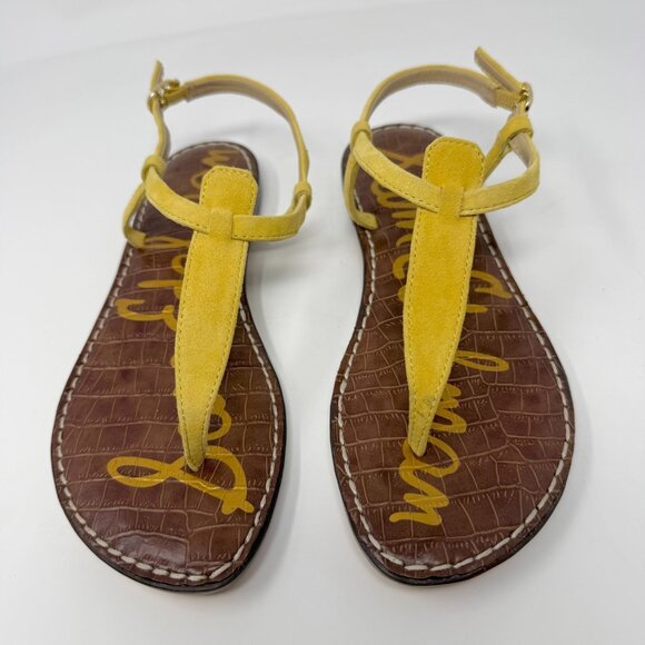 Sam Edelman Gigi Strappy Thong Sandals Yellow Leather Sz 6 Beach Summer Casual - Picture 1 of 7